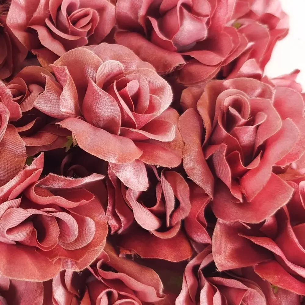 25 Mauve Pink Satin Open Rose Heads Stemless Wedding Floral Craft DIY 2.5in
